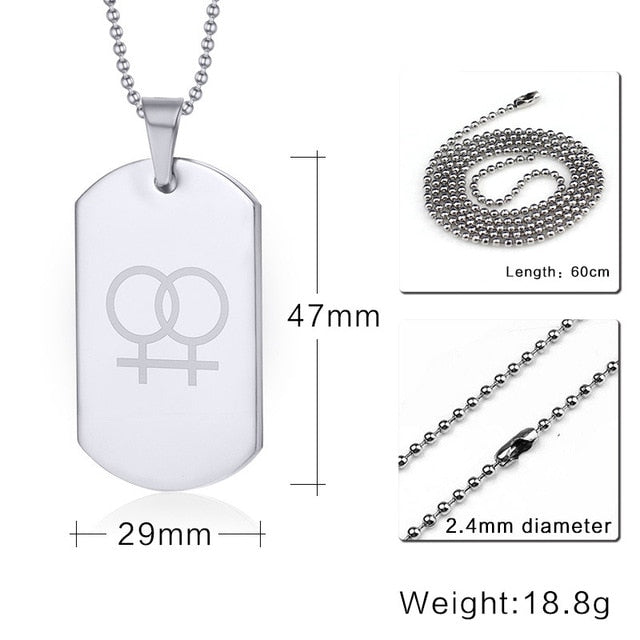 Stainless Steel Dog Tag Pride Pendant Necklace