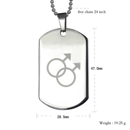 Stainless Steel Dog Tag Pride Pendant Necklace