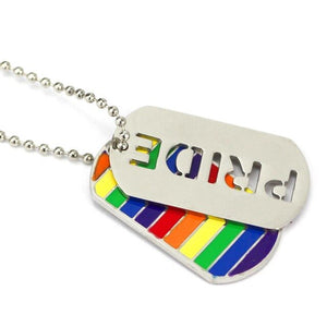 Double Layer Pride Rainbow Flag Necklace Pendant Stainless Steel PRIDE LOVE Dog Tags/Party Jewelry Silver Plated Kolye Ketting