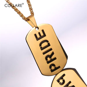Collare Pride Pendant Gold / Black Color Stainless Steel Double Dog Tag Necklace/Jewelry