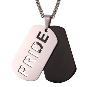 Collare Pride Pendant Gold / Black Color Stainless Steel Double Dog Tag Necklace/Jewelry