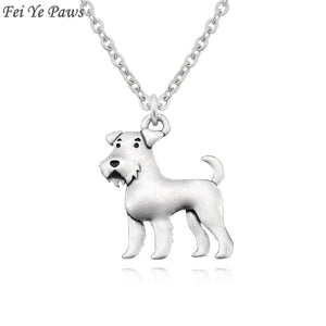 Vintage Boho Airedale Terrier & Schnauzer Dog Charm Pendant Necklace Unisex Jewelry Stainless Steel Long Chain