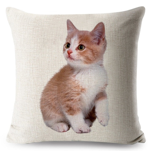 Cushion Cover Loving Cute Cat Pillowcase Sofa Throw Pillows Cover Animal Printed Wedding Home Decorative Cojines Fundas