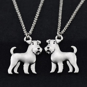 Vintage Boho Airedale Terrier & Schnauzer Dog Charm Pendant Necklace Unisex Jewelry Stainless Steel Long Chain