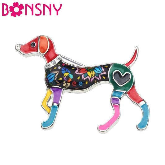 Bonsny Metal Enamel Whippet Dog Brooches Fashion Animal Jewelry Pin